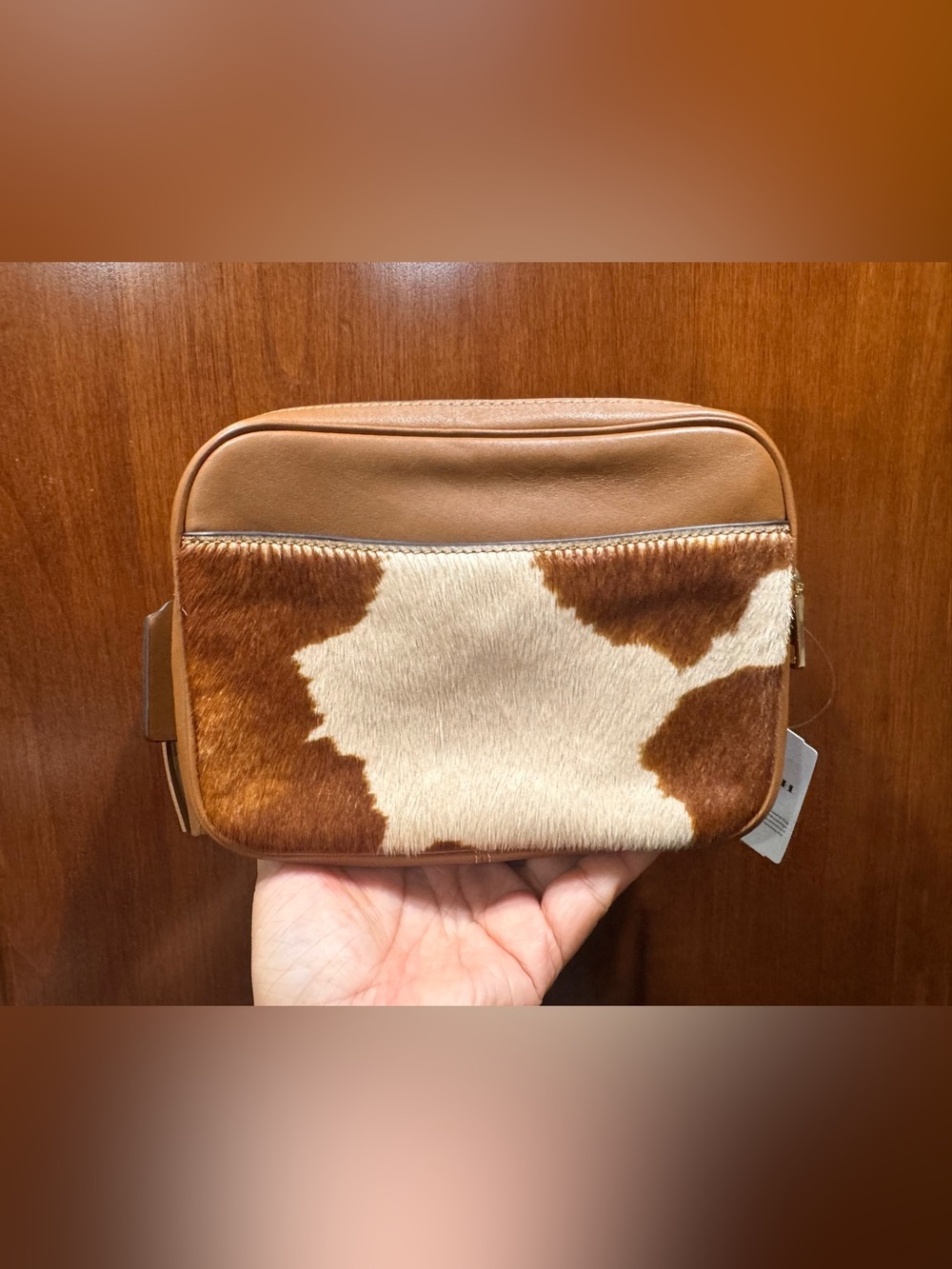 Coach Mini Carey Crossbody Bag Haircalf With Cow Print CEK71 Gold/Cow Multi NWT - Picture 3 of 11